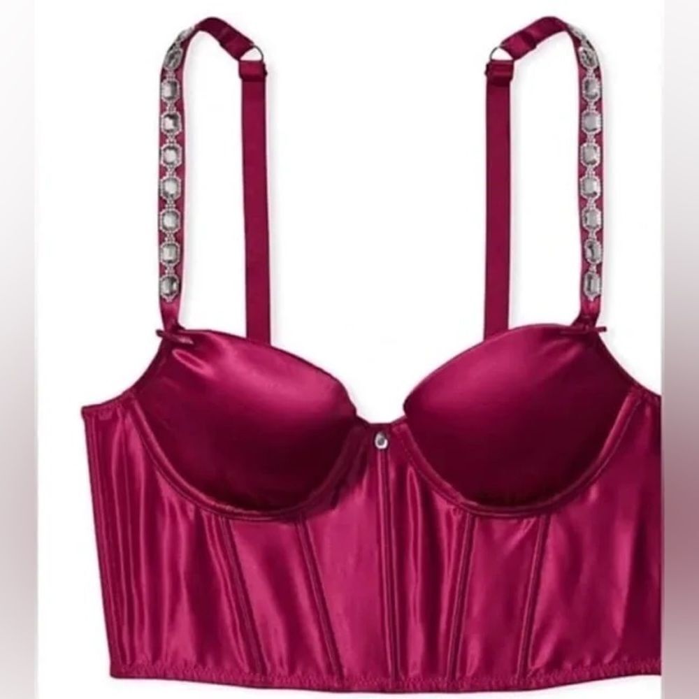 Victoria’s Secret Dream Angels Bejeweled Straps Satin Lightly Lined Corset bra